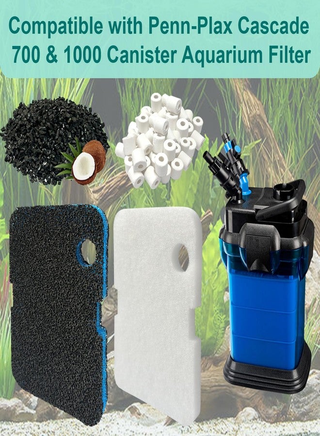 beaufan 16 Pack Aquarium Filter Media Set Replacement for Penn-Plax Cascade 700 & 1000 Canister Aquarium Filters, Includes Bio Sponge Filters, White Floss Pads, Activated Carbons, Ceramic Rings & Mesh Bags - Image 2